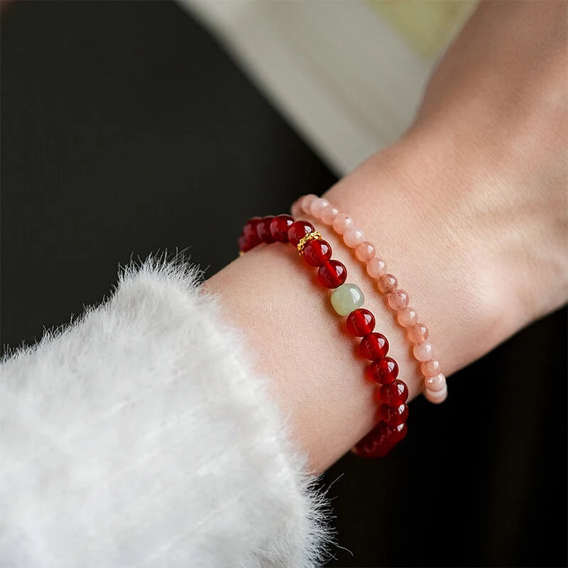 Bracciale in agata rossa e giada Hetian – design tradizionale cinese per uomo e donna