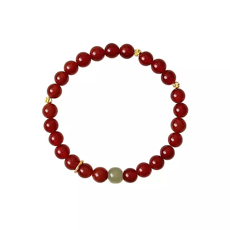 Bracciale in agata rossa e giada Hetian – design tradizionale cinese per uomo e donna