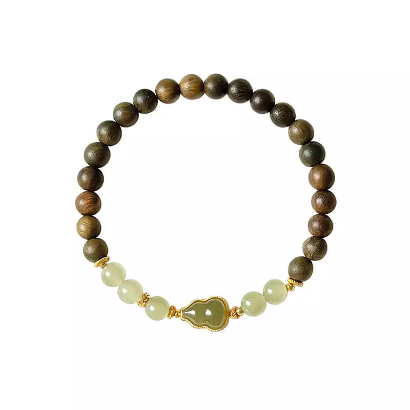 Braccialetto in Giada Hetian e Legno Verde – Ispirazione Orientale per Donna