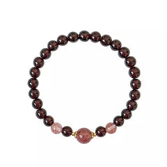 Ossidiana viola e quarzo fragola Bracciale con perline – Simbolico e naturale per donna