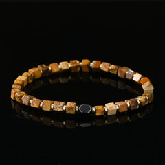 Picture Jasper & Iron Meteorite Bracelet – Symbolic Gemstone Jewelry for Men (4mm)