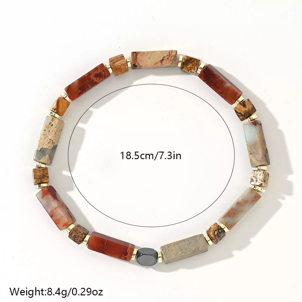 Agate Gemstone Beaded Bracelet – Bohemian Vintage Style for Men (4mm)