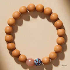 Bois de pêcher ancien et agate rose Bracelet – Symbolique orientale for femme (8/10mm)