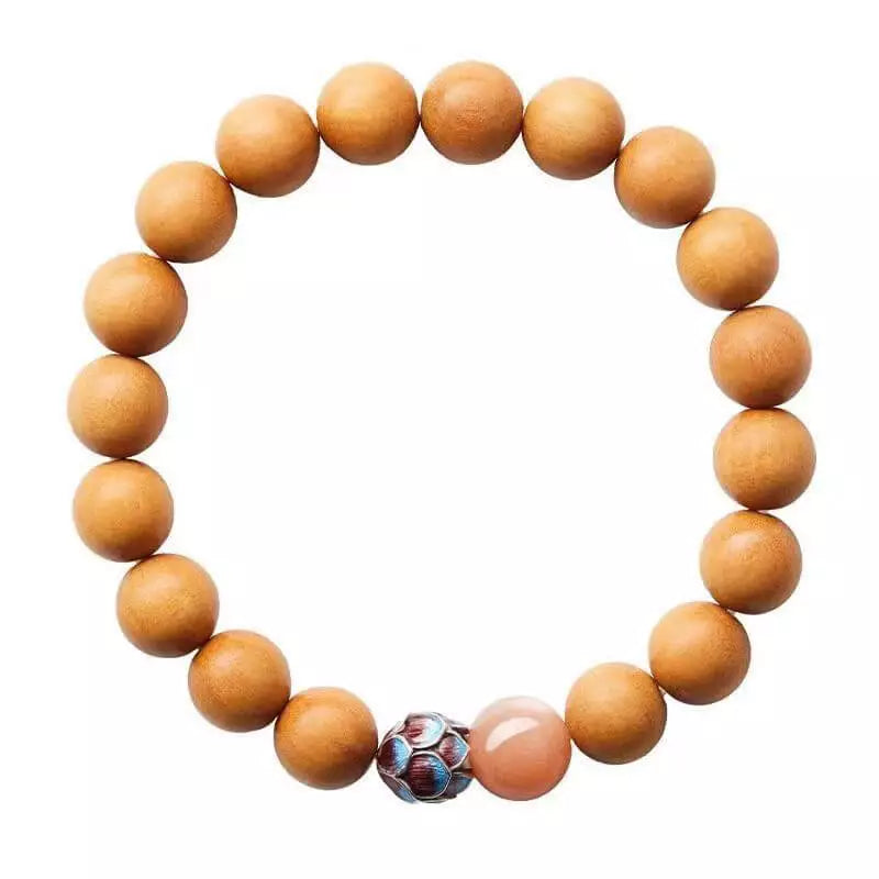 Bois de pêcher ancien et agate rose Bracelet – Symbolique orientale for femme (8/10mm)