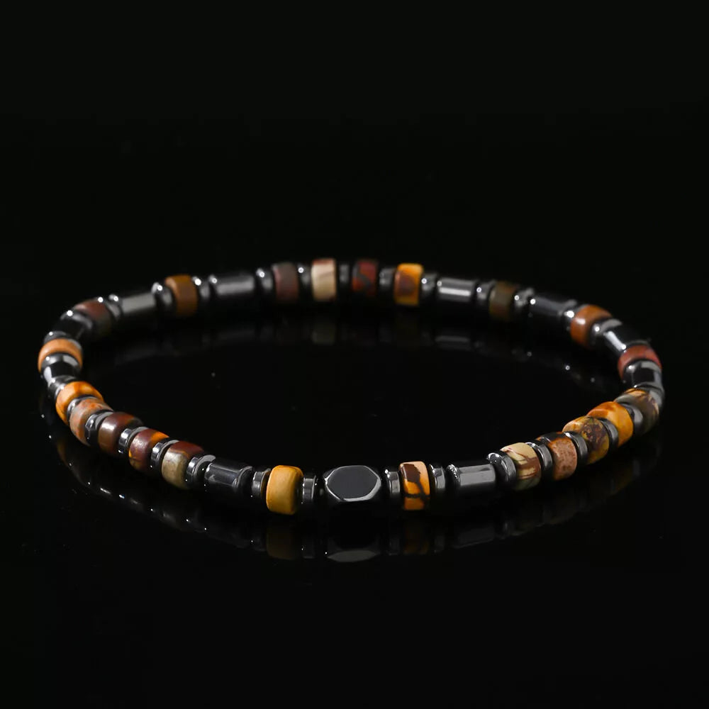 Jaspe Picasso & Obsidienne Bracelet en perles – Style mystique pour hommes (4mm)