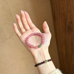 Cuarzo Rosa Violeta Pulsera – Estilo Feng Shui Chino para Unisex