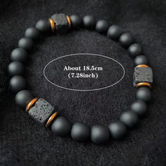 Lava Volcanica Pietra Onice Nera - Bracciale Elegante per Uomo (8mm)