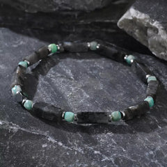 Pierre d'iron météorite et amazonite – Bracelet pour hommes (4mm)
