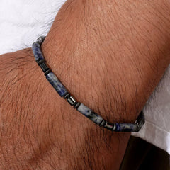 Bracelet en sodalite avec hématite – Style mystique pour hommes (6 mm)