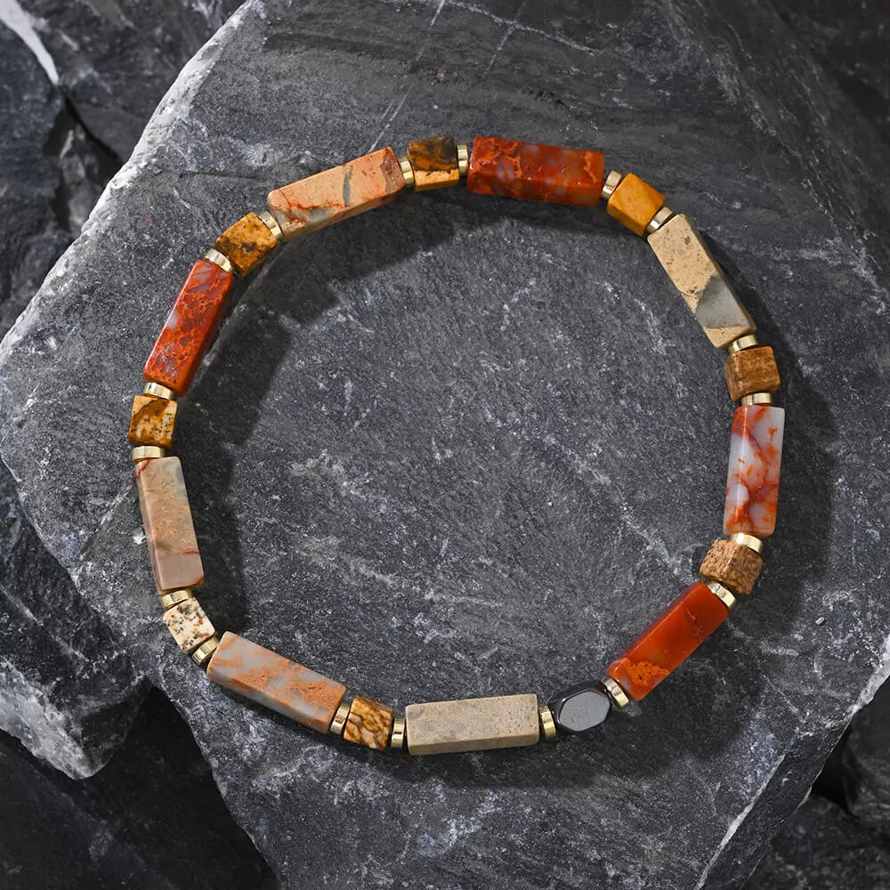 Agate Gemstone Beaded Bracelet – Bohemian Vintage Style for Men (4mm)