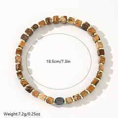 Picture Jasper & Iron Meteorite Bracelet – Symbolic Gemstone Jewelry for Men (4mm)