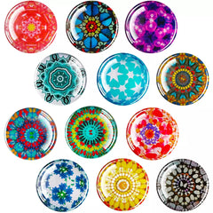 Imanes de Vidrio con Mandalas – Set Decorativo Colorido para Casa u Oficina (12 uds.)
